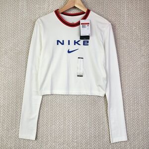 Nike Crop Top Long Sleeve White Shirt Women's L NWT MSRP $45